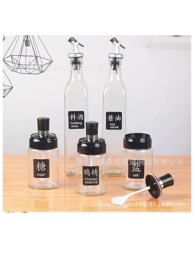 جروب تايجر مجموعة مكونة من زجاجتين زيت وخل 500 مل و 3 عبوات توابل مع ملاعق - Image 3